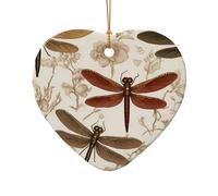 WZYCWB This Heart Shape ceramic Christmas tree Baroque Dragonfly printed with a pattern is perfect for winter Christmas party and home decor.