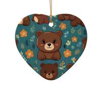 WZYCWB This Heart Shape ceramic Christmas tree bear background printed with a pattern is perfect for winter Christmas party and home decor.
