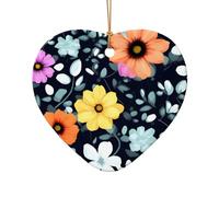 WZYCWB This Heart Shape ceramic Christmas tree Beautiful colourful flowers printed with a pattern is perfect for winter Christmas party and home decor.