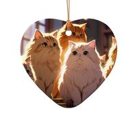 WZYCWB This Heart Shape ceramic Christmas tree Beautiful kitten printed with a pattern is perfect for winter Christmas party and home decor.