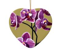 WZYCWB This Heart Shape ceramic Christmas tree Beautiful Orchids printed with a pattern is perfect for winter Christmas party and home decor.