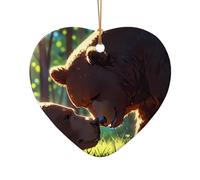 WZYCWB This Heart Shape ceramic Christmas tree Big Brown Bear printed with a pattern is perfect for winter Christmas party and home decor.