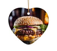 WZYCWB This Heart Shape ceramic Christmas tree Big Burger printed with a pattern is perfect for winter Christmas party and home decor.