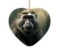 WZYCWB This Heart Shape ceramic Christmas tree big monkey printed with a pattern is perfect for winter Christmas party and home decor.