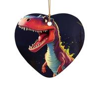 WZYCWB This Heart Shape ceramic Christmas tree big-mouthed dinosaur printed with a pattern is perfect for winter Christmas party and home decor.