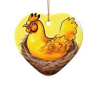 WZYCWB This Heart Shape ceramic Christmas tree Bird's Nest Golden Chicken printed with a pattern is perfect for winter Christmas party and home decor.