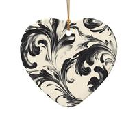 WZYCWB This Heart Shape ceramic Christmas tree Black and white flowers printed with a pattern is perfect for winter Christmas party and home decor.