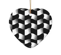WZYCWB This Heart Shape ceramic Christmas tree Black and White Wave Mosaic printed with a pattern is perfect for winter Christmas party and home decor.