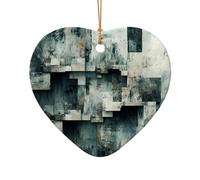 WZYCWB This Heart Shape ceramic Christmas tree Block fragments printed with a pattern is perfect for winter Christmas party and home decor.