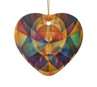 WZYCWB This Heart Shape ceramic Christmas tree Block Harmony printed with a pattern is perfect for winter Christmas party and home decor.