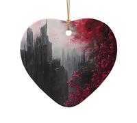 WZYCWB This Heart Shape ceramic Christmas tree Blooming flowers printed with a pattern is perfect for winter Christmas party and home decor.