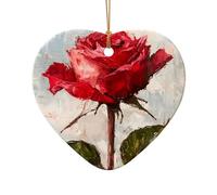 WZYCWB This Heart Shape ceramic Christmas tree Blooming red roses printed with a pattern is perfect for winter Christmas party and home decor.