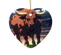 WZYCWB This Heart Shape ceramic Christmas tree Brave Bull printed with a pattern is perfect for winter Christmas party and home decor.