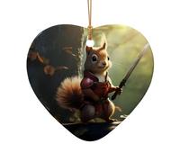 WZYCWB This Heart Shape ceramic Christmas tree Brave Squirrel printed with a pattern is perfect for winter Christmas party and home decor.