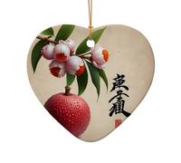 WZYCWB This Heart Shape ceramic Christmas tree calligraphy Lychee printed with a pattern is perfect for winter Christmas party and home decor.