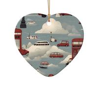 WZYCWB This Heart Shape ceramic Christmas tree Car in the Cloud printed with a pattern is perfect for winter Christmas party and home decor.