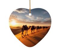 WZYCWB This Heart Shape ceramic Christmas tree caravan of camels printed with a pattern is perfect for winter Christmas party and home decor.
