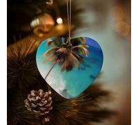 WZYCWB This Heart Shape ceramic Christmas tree Caribbean Islands printed with a pattern is perfect for winter Christmas party and home decor.