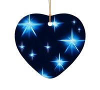 WZYCWB This Heart Shape ceramic Christmas tree Cartoon blue star printed with a pattern is perfect for winter Christmas party and home decor.