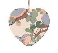WZYCWB This Heart Shape ceramic Christmas tree Cartoon koala printed with a pattern is perfect for winter Christmas party and home decor.