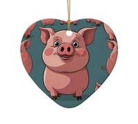 WZYCWB This Heart Shape ceramic Christmas tree Cartoon pig printed with a pattern is perfect for winter Christmas party and home decor.