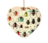 WZYCWB This Heart Shape ceramic Christmas tree Cartoon small insects printed with a pattern is perfect for winter Christmas party and home decor.