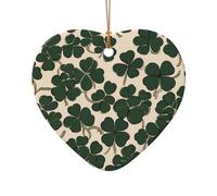 WZYCWB This Heart Shape ceramic Christmas tree Celtic Clover printed with a pattern is perfect for winter Christmas party and home decor.
