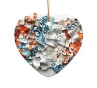 WZYCWB This Heart Shape ceramic Christmas tree Ceramic pixel fragments printed with a pattern is perfect for winter Christmas party and home decor.