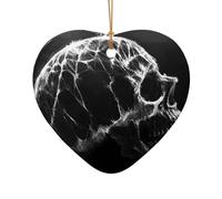 WZYCWB This Heart Shape ceramic Christmas tree Charcoal Holographic printed with a pattern is perfect for winter Christmas party and home decor.