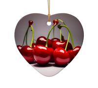 WZYCWB This Heart Shape ceramic Christmas tree Chilean cherries printed with a pattern is perfect for winter Christmas party and home decor.