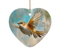 WZYCWB This Heart Shape ceramic Christmas tree Chubby little bird flying printed with a pattern is perfect for winter Christmas party and home decor.