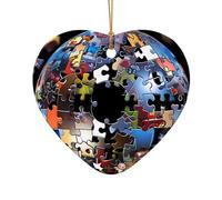 WZYCWB This Heart Shape ceramic Christmas tree color block puzzle printed with a pattern is perfect for winter Christmas party and home decor.