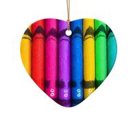 WZYCWB This Heart Shape ceramic Christmas tree colored crayons printed with a pattern is perfect for winter Christmas party and home decor.
