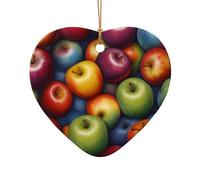 WZYCWB This Heart Shape ceramic Christmas tree Colorful fruit printed with a pattern is perfect for winter Christmas party and home decor.