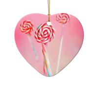 WZYCWB This Heart Shape ceramic Christmas tree Colorful lollipop printed with a pattern is perfect for winter Christmas party and home decor.