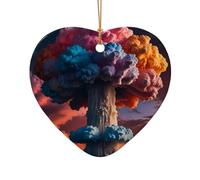 WZYCWB This Heart Shape ceramic Christmas tree Colorful mushroom cloud printed with a pattern is perfect for winter Christmas party and home decor.