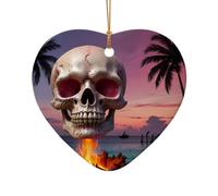 WZYCWB This Heart Shape ceramic Christmas tree Colorful pink flame printed with a pattern is perfect for winter Christmas party and home decor.