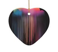 WZYCWB This Heart Shape ceramic Christmas tree Colorful rainbow rain printed with a pattern is perfect for winter Christmas party and home decor.