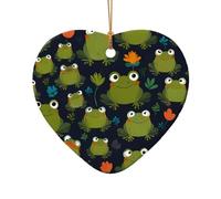 WZYCWB This Heart Shape ceramic Christmas tree Cute cartoon frog printed with a pattern is perfect for winter Christmas party and home decor.