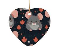 WZYCWB This Heart Shape ceramic Christmas tree Cute mouse background printed with a pattern is perfect for winter Christmas party and home decor.