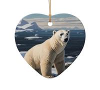 WZYCWB This Heart Shape ceramic Christmas tree Cute polar bear printed with a pattern is perfect for winter Christmas party and home decor.