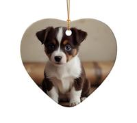 WZYCWB This Heart Shape ceramic Christmas tree Cute puppy printed with a pattern is perfect for winter Christmas party and home decor.