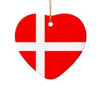 WZYCWB This Heart Shape ceramic Christmas tree Denmark Danish Flag printed with a pattern is perfect for winter Christmas party and home decor.