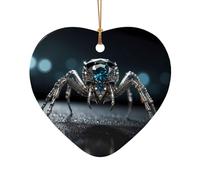 WZYCWB This Heart Shape ceramic Christmas tree Diamond Spider printed with a pattern is perfect for winter Christmas party and home decor.