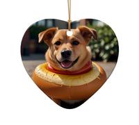 WZYCWB This Heart Shape ceramic Christmas tree dog cute printed with a pattern is perfect for winter Christmas party and home decor.