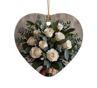 WZYCWB This Heart Shape ceramic Christmas tree Dream Core printed with a pattern is perfect for winter Christmas party and home decor.