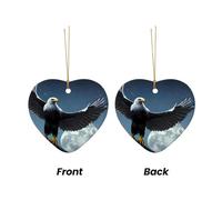 WZYCWB This Heart Shape ceramic Christmas tree Eagle under the stars printed with a pattern is perfect for winter Christmas party and home decor.