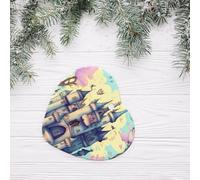 WZYCWB This Heart Shape ceramic Christmas tree Fairytale Castle printed with a pattern is perfect for winter Christmas party and home decor.