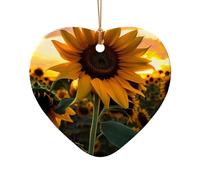 WZYCWB This Heart Shape ceramic Christmas tree Farm Sunflower printed with a pattern is perfect for winter Christmas party and home decor.