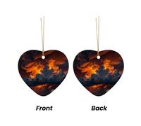 WZYCWB This Heart Shape ceramic Christmas tree Fire Cloud printed with a pattern is perfect for winter Christmas party and home decor.